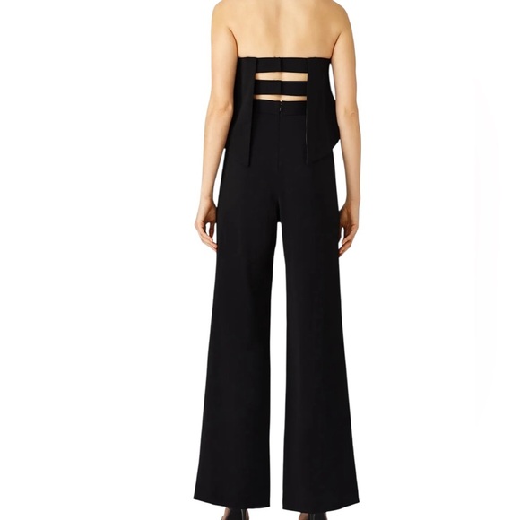 NWT DO+BE Black Strapless Overlay Front Ruffle Wide Leg Jumpsuit Black Size M - Picture 11 of 12